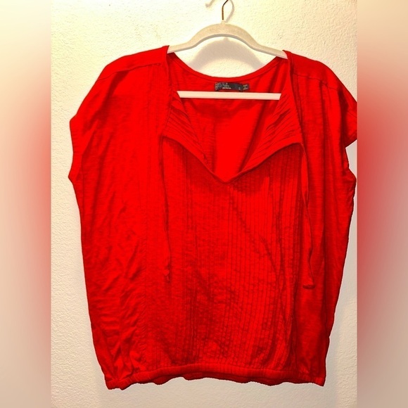 Prana woman’s tangerine orange tie v neck blouse S beach boho casual - Picture 1 of 6